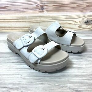 Vionic Womens 8 Capitola Lug Platform Leather Oatmeal Beige Boho Chic